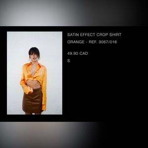 Zara long sleeve satin orange top